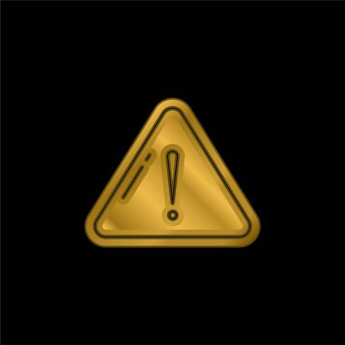 Alert gold plated metalic icon or logo vector clipart
