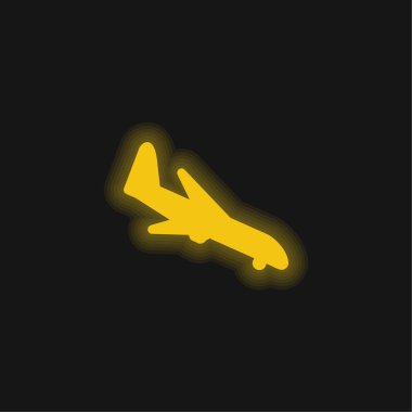 Arraving Airplane sarı parlayan neon simgesi