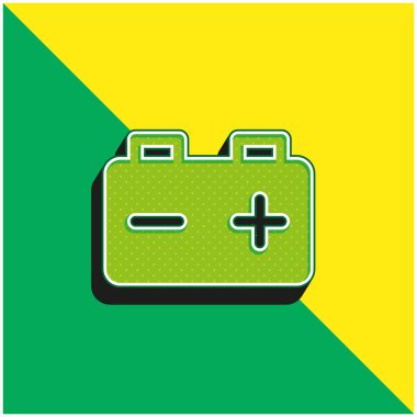 Pil Yeşil ve Sarı modern 3D vektör simgesi logosu