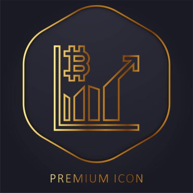 Bitcoin altın çizgisi prim logosu veya simgesi