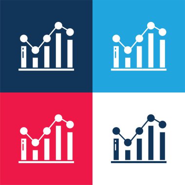 Bar Graph blue and red four color minimal icon set clipart