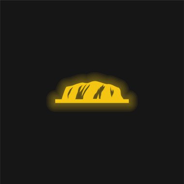 Ayers Rock yellow glowing neon icon clipart