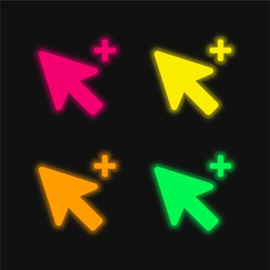 Seçim İmleci 4 renk parlayan neon vektör simgesi ekle