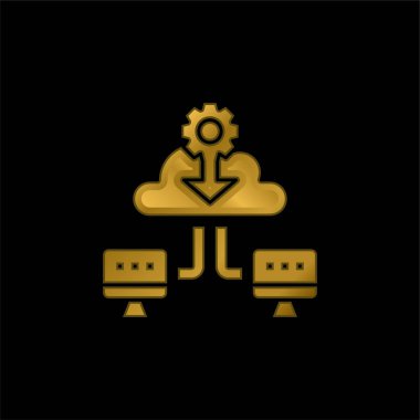 Yedeklenmiş altın kaplama metalik simge veya logo vektörü