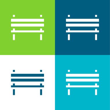 Bench Flat four color minimal icon set clipart