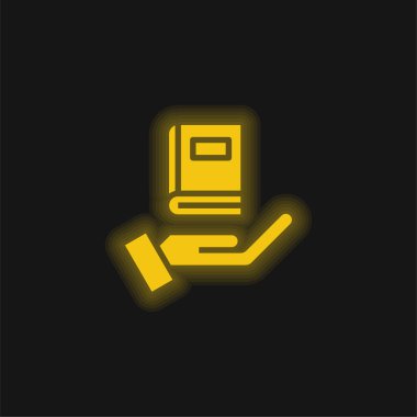 Book yellow glowing neon icon clipart