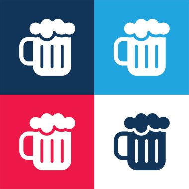 Bira mavi ve kırmızı dört renk minimal simge kümesi