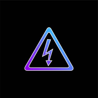 Arrow Bolt Signal Of Electrical Shock Risk In Triangular Shape blue gradient vector icon clipart