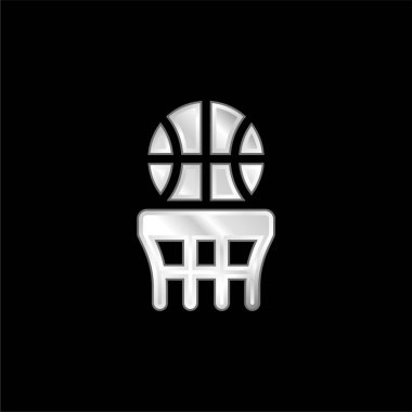 Basketbol gümüş kaplama metalik ikon