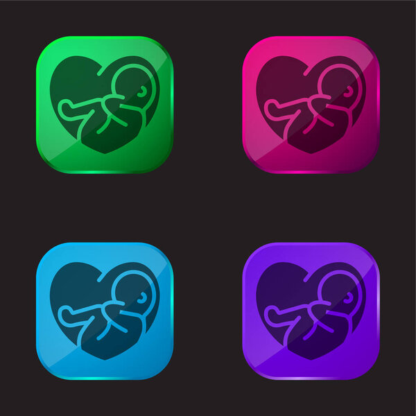 Baby four color glass button icon