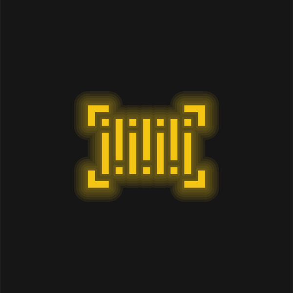 Barcode yellow glowing neon icon