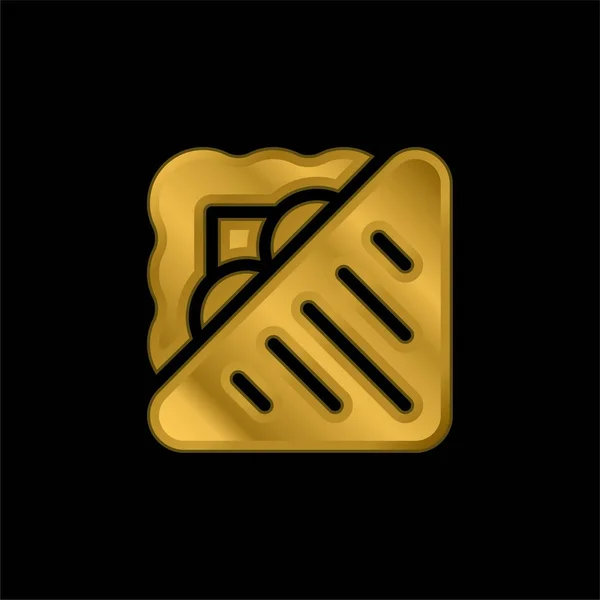 Bread Gold Plated Metalic Icon — 스톡 벡터