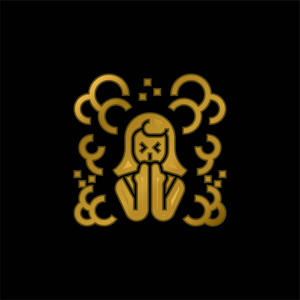 Позолоченная икона загрязнения воздуха или вектор логотипа