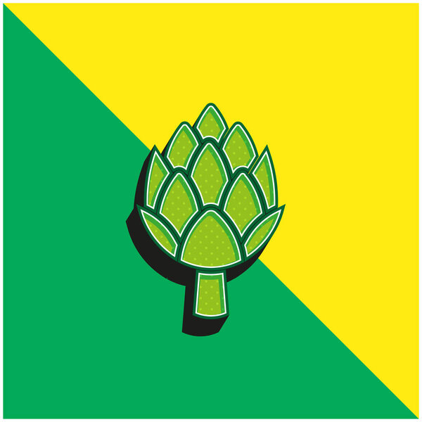 артишок зеленый и желтый современный 3D логотип векторной иконки