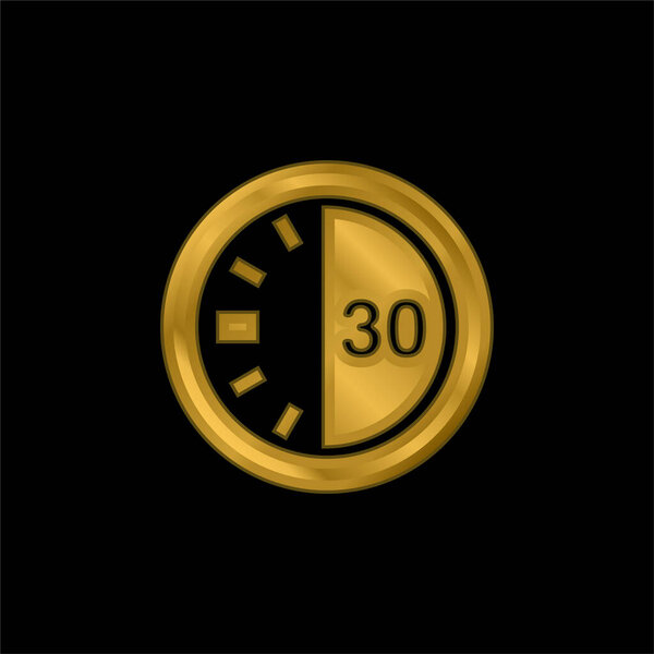 30 Seconds On A Timer gold plated metalic icon or logo vector