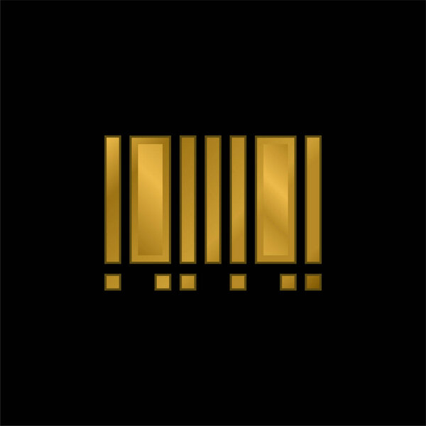 Barcode gold plated metalic icon or logo vector