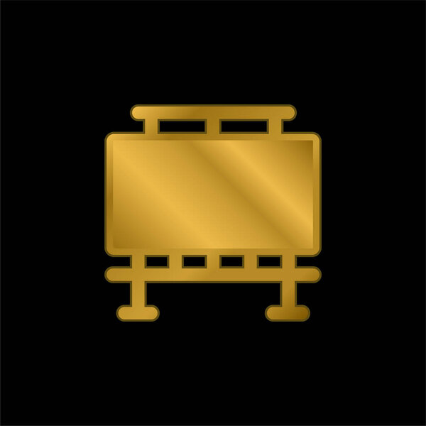 Billboard gold plated metalic icon or logo vector