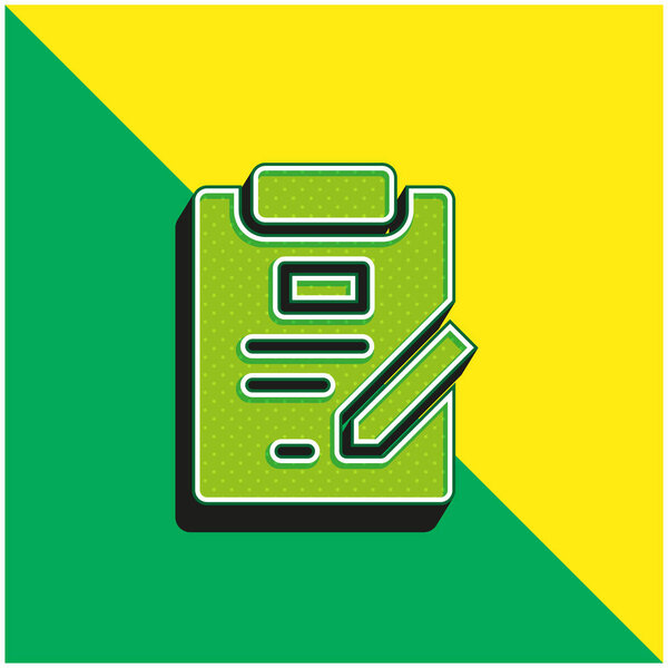 Соглашение Зеленый и желтый современный 3D логотип векторной иконки