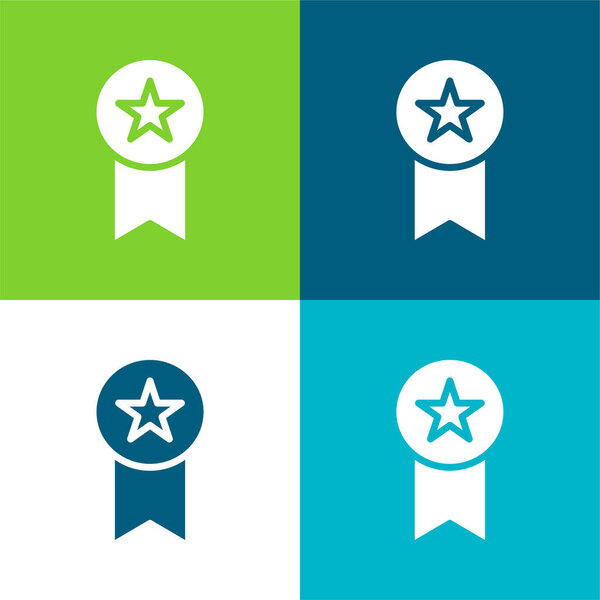 Badge Flat four color minimal icon set