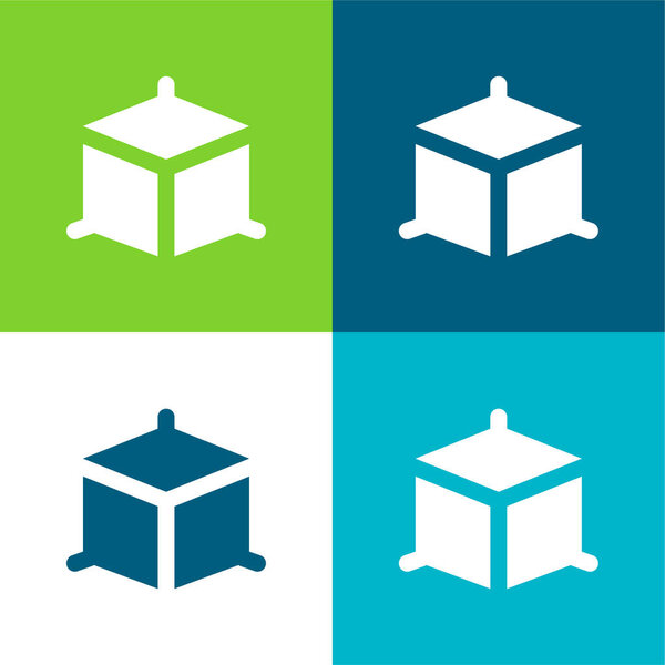 3d моделирование плоские четыре цвета минимальный набор значков