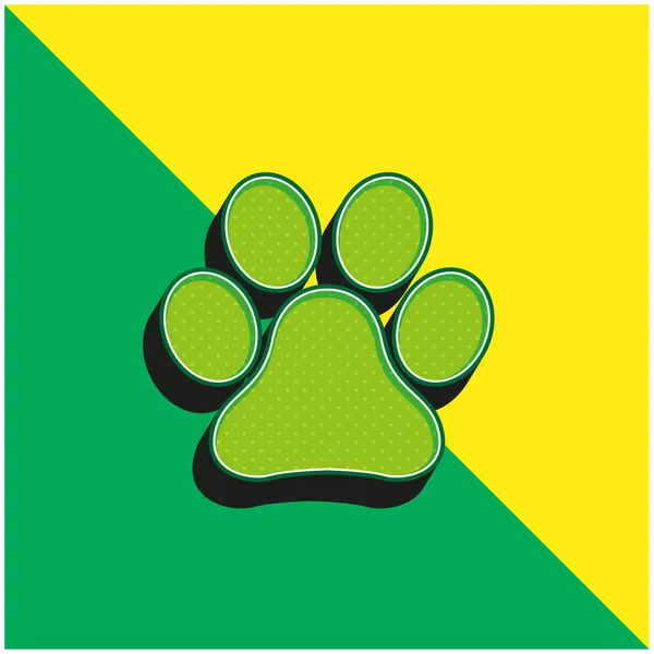 Animal Paw Print Logo Icona Vettoriale Moderna Verde Gialla — Vettoriale Stock