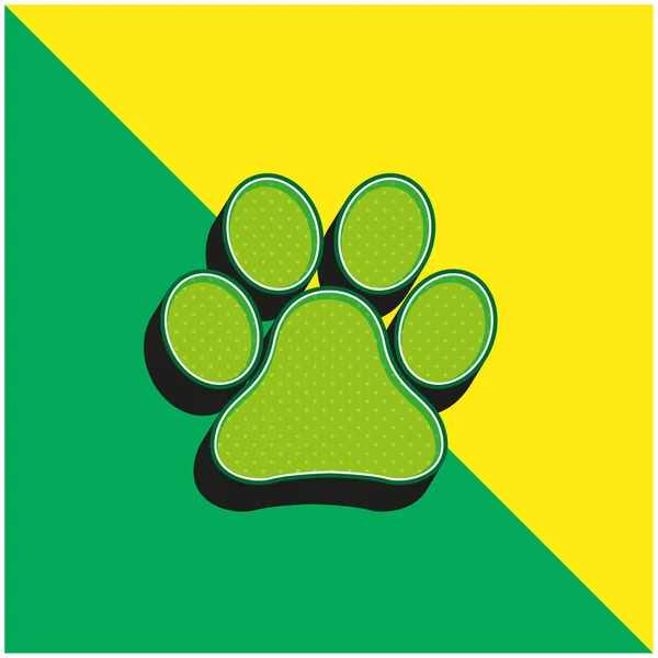 Animal Paw Print Groen Geel Modern Vector Icoon Logo — Stockvector