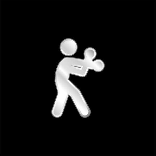 Покрытый серебром икона бокса силуэт