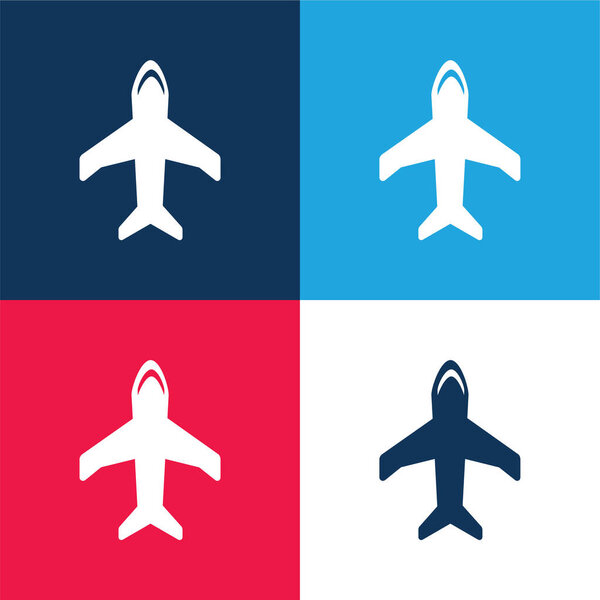 Большой самолет синий и красный четыре цвета минимальный набор значков