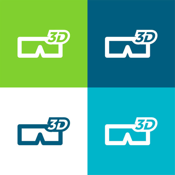 3D Glass Symbol Flat four color minimal icon set