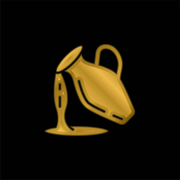 Aquarius gold plated metalic icon or logo vector