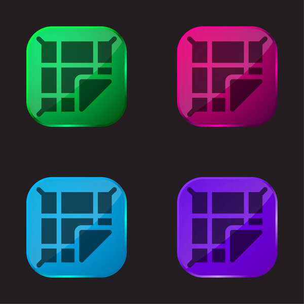 Blanket four color glass button icon