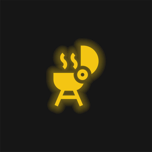 Bbq yellow glowing neon icon
