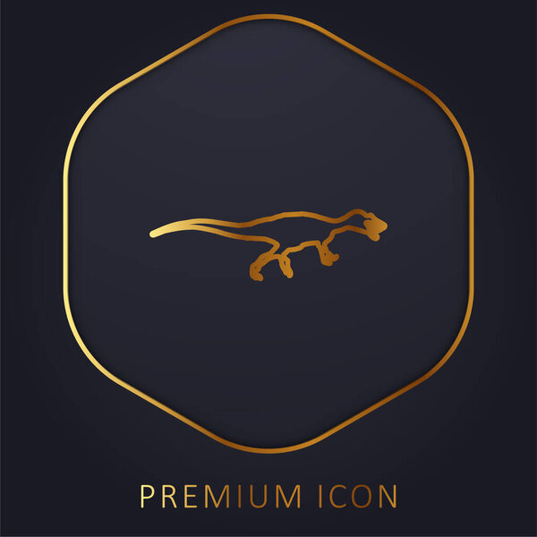 Baryonyx Dinosaur Shape golden line premium logo or icon