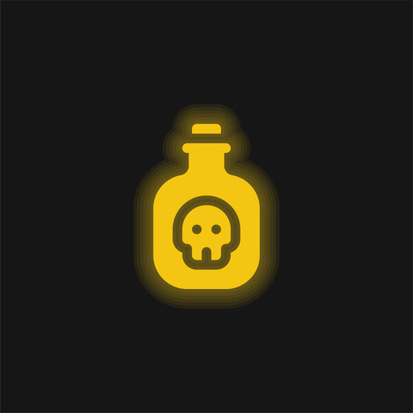 Bottle yellow glowing neon icon