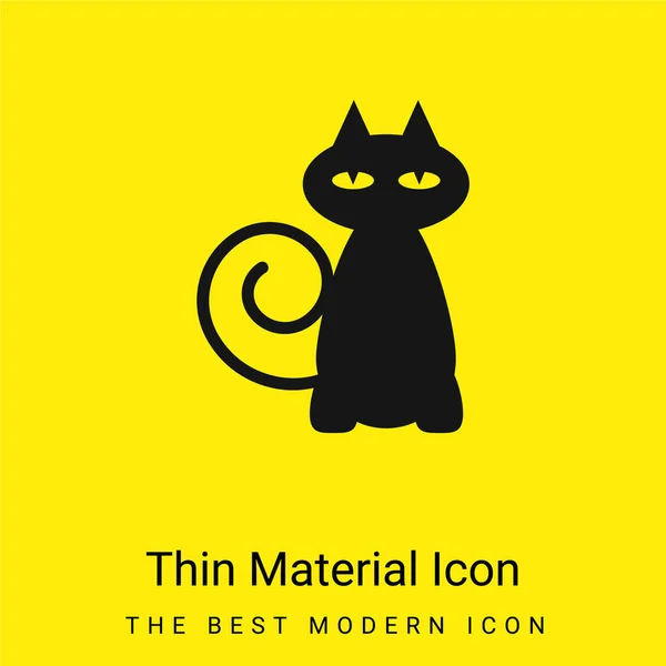 stock vector Black Cat minimal bright yellow material icon