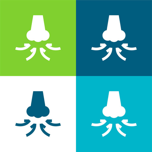 Дышите плоским четырехцветным минимальным набором значков