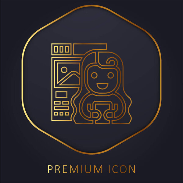 Blogger golden line premium logo or icon
