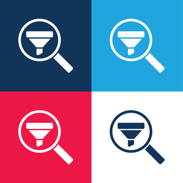 Analytics blue and red four color minimal icon set