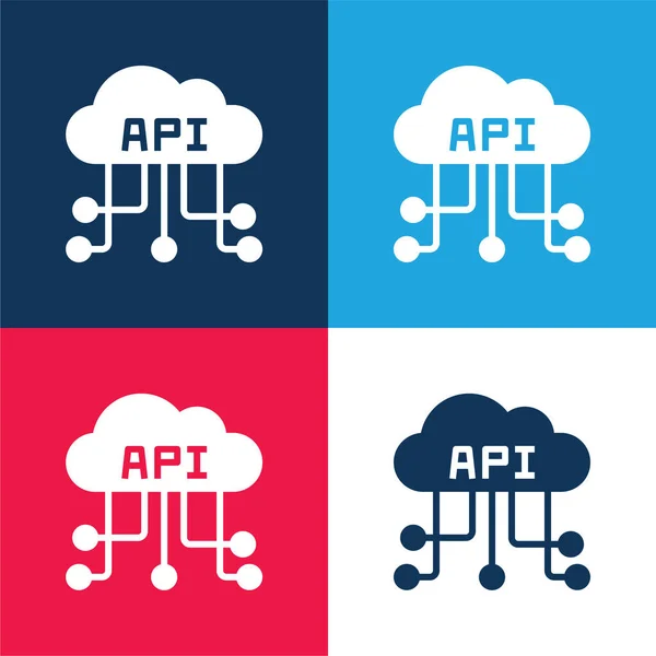 Api Blue Red Four Color Minimal Icon Set — Stock Vector