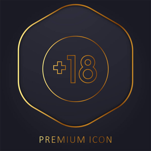 +18 golden line premium logo or icon