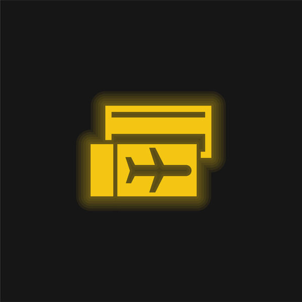 Билеты на самолет желтый светящийся неоновый значок