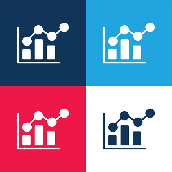 Bar Chart blue and red four color minimal icon set