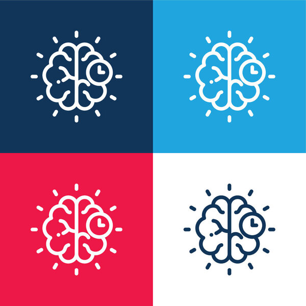 Brain blue and red four color minimal icon set