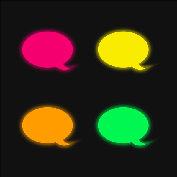 Black Speech Bubble four color glowing neon vector icon