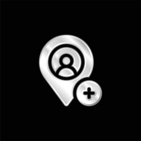 Add Location silver plated metallic icon