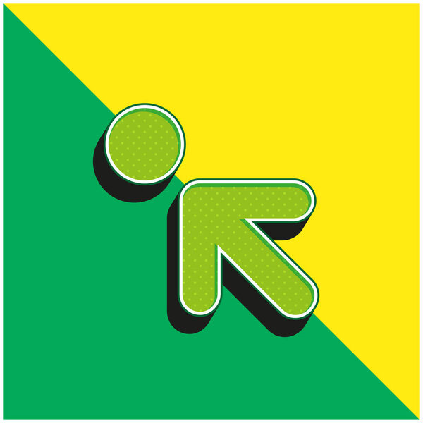 Стрелка, указывающая влево по кругу Зеленый и желтый современный трехмерный векторный логотип