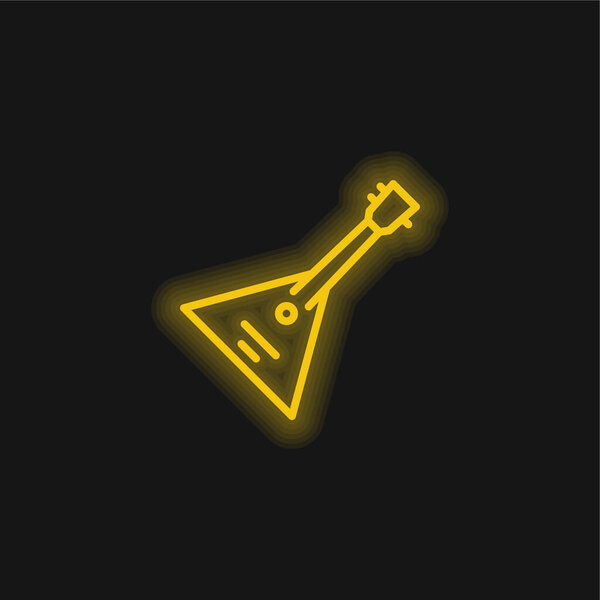 Balalaika yellow glowing neon icon