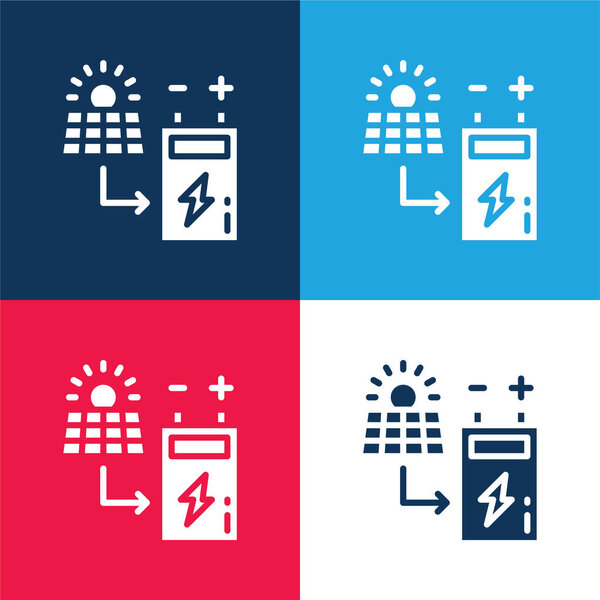Battery blue and red four color minimal icon set