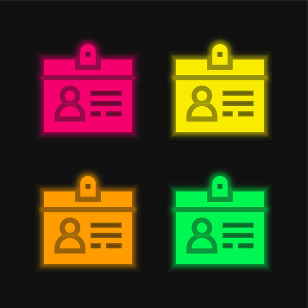 Accreditation four color glowing neon vector icon
