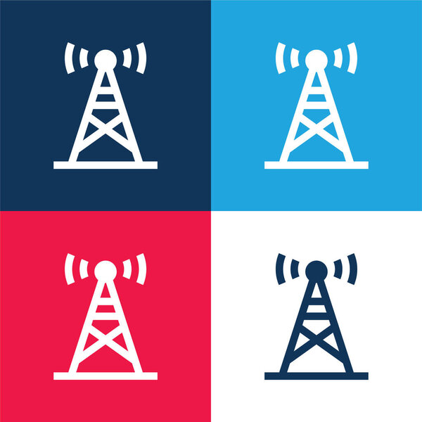 Antenna blue and red four color minimal icon set